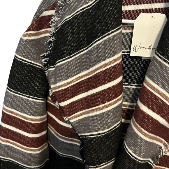 Wonderly Striped Open Front Cardigan jacket size medium NWT - Picture 2 of 8
